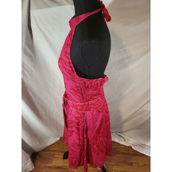 Free People Y2K Pink Tropical Palms Halter Dress Size 6 - Picture 4 of 6